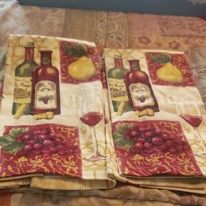 Pair Of Wine Theme Kitchen Towels